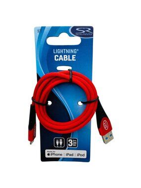 Solaray MFi Fast Charging 3ft Cable iPhone iPad USB Charging Sync Cord Red